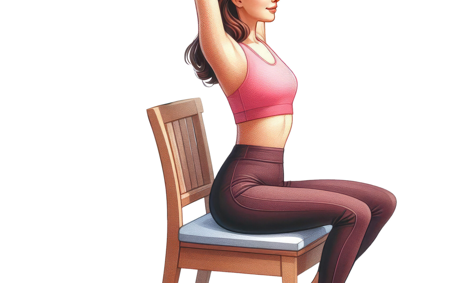 woman stretching on chair